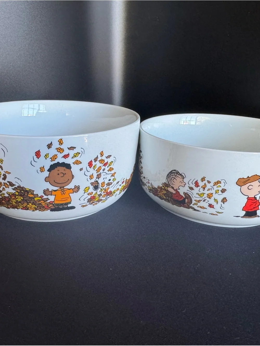 Peanuts Holiday Ceramic Bowls - Fall Leaves Design